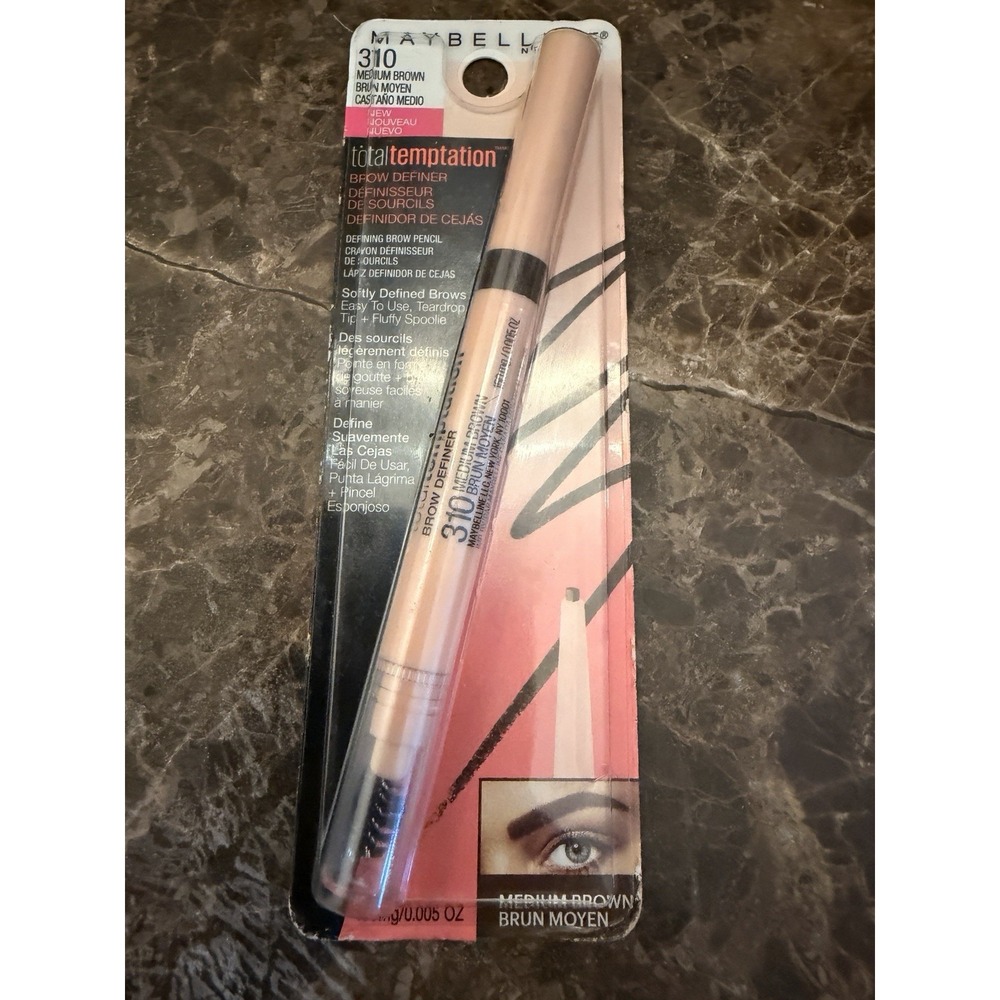 Maybelline Total Temptation Eyebrow Definer Pencil, Medium Brown, 1 Count